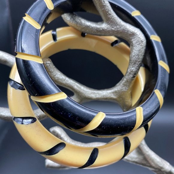 Bakelite Bangle Bracelets Tiger Striped Tested